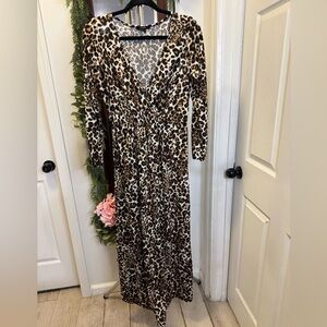 Espresso Animal Print Long Sleeve Dress